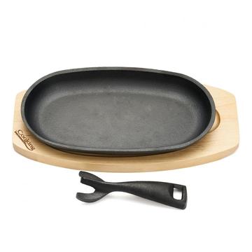 Heinner PLATOU SERVIRE OVAL, 24X14 CM , FONTA PURA , CU MANER DETASABIL SI BAZA DIN LEMN