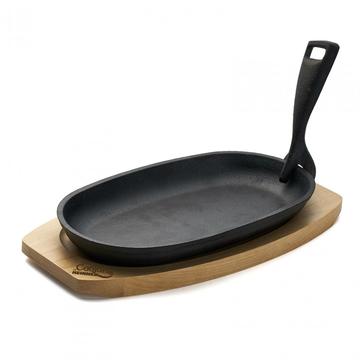 Heinner PLATOU SERVIRE OVAL, 24X14 CM , FONTA PURA , CU MANER DETASABIL SI BAZA DIN LEMN