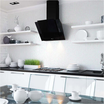 Hota Hota Decorativa Tornado Vertikal 750 (60) LED, 1 motor Turbo, latime 60 cm, 3 viteze, absorbtie 750 m3/ora, filtru anti-grasimi aluminiu 5 straturi, Negru