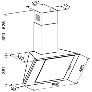 Hota Hota Decorativa Tornado Vertikal 750 (60) LED, 1 motor Turbo, latime 60 cm, 3 viteze, absorbtie 750 m3/ora, filtru anti-grasimi aluminiu 5 straturi, Negru
