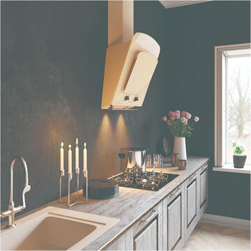 Hota Hota Decorativa Tornado Retro 1000 (60) LED, 1 motor Turbo, latime 60 cm, 3 viteze, absorbtie 1000 m3/ora, filtru anti-grasimi aluminiu 5 straturi, Bej