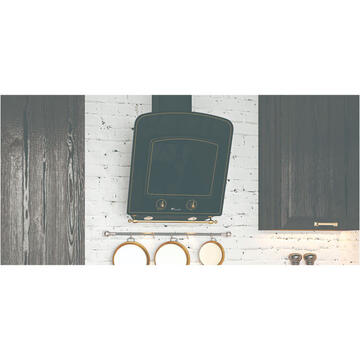 Hota Hota Decorativa Tornado Retro 1000 (60) LED, 1 motor Turbo, latime 60 cm, 3 viteze, absorbtie 1000 m3/ora, filtru anti-grasimi aluminiu 5 straturi, Negru