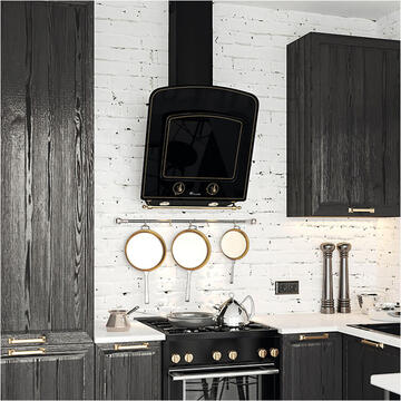 Hota Hota Decorativa Tornado Retro 1000 (60) LED, 1 motor Turbo, latime 60 cm, 3 viteze, absorbtie 1000 m3/ora, filtru anti-grasimi aluminiu 5 straturi, Negru