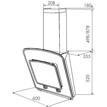 Hota Hota Decorativa Tornado Retro 1000 (60) LED, 1 motor Turbo, latime 60 cm, 3 viteze, absorbtie 1000 m3/ora, filtru anti-grasimi aluminiu 5 straturi, Negru