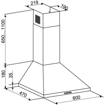 Hota Hota tip Cupola Tornado Kent 700 (60) LED, 1 motor Turbo, latime 60 cm, 3 viteze, absorbtie 700 m3/ora, filtru anti-grasimi aluminiu 5 straturi, Inox