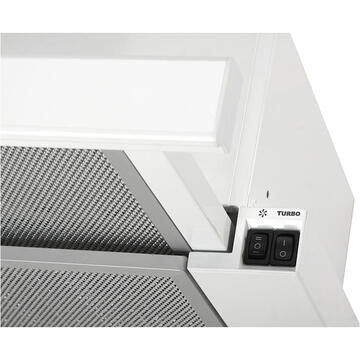 Hota Hota Telescopica Incorporabila Tornado Storm 700 (60), 1 motor, latime 60 cm, 3 viteze, absorbtie 700 m3/ora, Alb