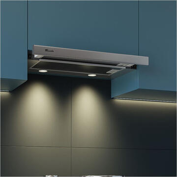 Hota Hota Telescopica Incorporabila Tornado Storm 700 (60), 1 motor, latime 60 cm, 3 viteze, absorbtie 700 m3/ora, Inox