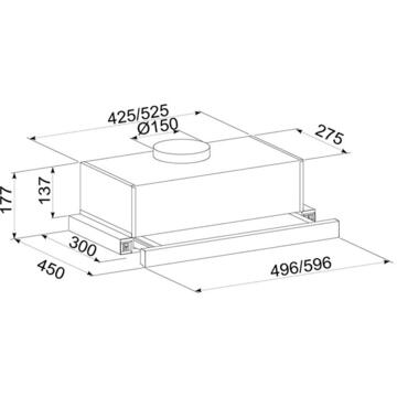 Hota Hota Telescopica Incorporabila Tornado Storm 700 (60), 1 motor, latime 60 cm, 3 viteze, absorbtie 700 m3/ora, Inox
