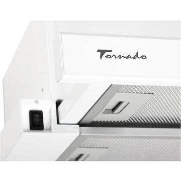 Hota Hota Telescopica Incorporabila Tornado Storm 1200 (60), 1 motor, latime 60 cm, 3 viteze, absorbtie 1200 m3/ora, Alb