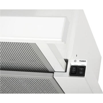 Hota Hota Telescopica Incorporabila Tornado Storm 1200 (60), 1 motor, latime 60 cm, 3 viteze, absorbtie 1200 m3/ora, Alb