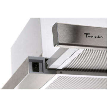 Hota Hota Telescopica Incorporabila Tornado Storm 1200 (60), 1 motor, latime 60 cm, 3 viteze, absorbtie 1200 m3/ora, Inox