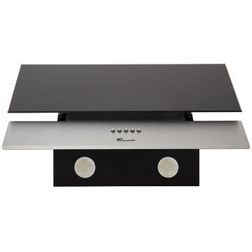 Hota Hota Tornado Lana New 700 (60) LED, 1 motor Turbo, latime 60 cm, 3 viteze, absorbtie 700 m3/ora, filtru anti-grasimi aluminiu 5 straturi, Negru/Inox