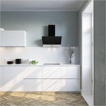 Hota Hota Tornado Lana New 700 (60) LED, 1 motor Turbo, latime 60 cm, 3 viteze, absorbtie 700 m3/ora, filtru anti-grasimi aluminiu 5 straturi, Negru/Inox