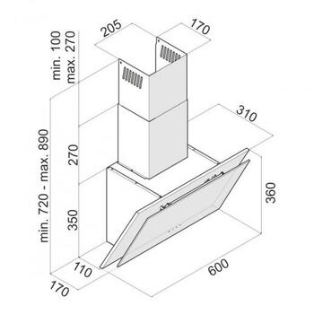 Hota Hota Decorativa Tornado Ester 800 (60), 1 motor, latime 60 cm, 3 viteze, absorbtie 800 m3/ora, Negru/Inox