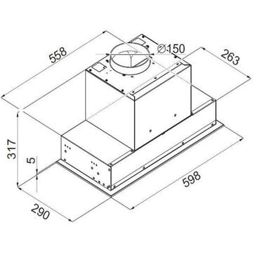 Hota Hota Incorporabila Tornado Modul Touch Free 1200 (60), 1 motor, latime 60 cm, 3 viteze, absorbtie 1200 m3/ora, Negru