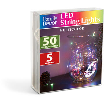Sir de lumini LED de Craciun - 5 m -50 LED - multicolor, 3xAA