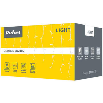 PERDEA 330 LED-URI IP44 ALB CALD 5M REBEL