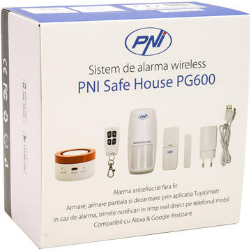 Sistem de alarma wireless PNI-PG600, 3.7 V, Alb