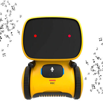 Robot inteligent interactiv PNI Robo One, control vocal, butoane tactile, galben
