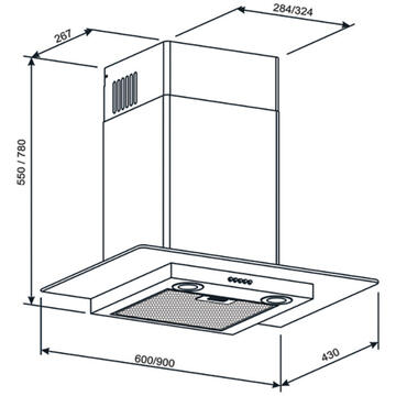 Hota Cupola Tornado Como 1200 (90) LED, Inox