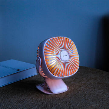 Baseus Ventilator Birou Pink incarcare USB, 360°, prindere cu clips
