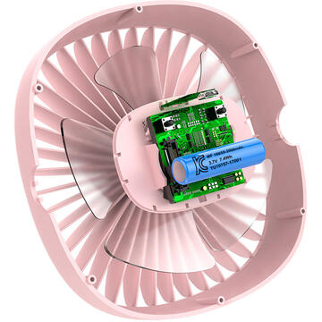 Baseus Ventilator Birou Pink incarcare USB, 360°, prindere cu clips