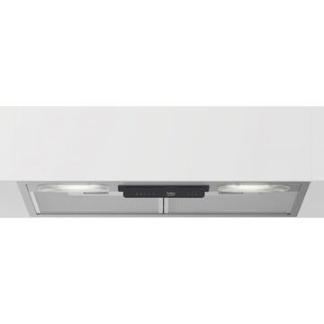 Hota Beko incorporabila HNU51311SH, Putere absorbtie 381 m3/h, 1 motor, control mecanic, iluminare LED 2 x 3W, Inox