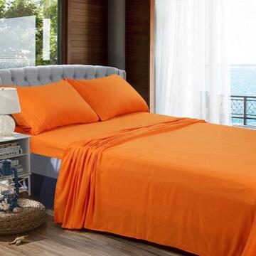 Lenjerie Pat Dublu Yuny Mally Home, 100% Bumbac, Cearceaf De Pilota 180*200Cm / Cearceaf De Pat 220*240Cm / Set 2 Fete Perna 50*70Cm, Orange