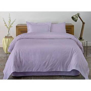 Lenjerie Pat Dublu Yuny Mally Home, 100% Bumbac, Cearceaf De Pilota 180*200Cm / Cearceaf De Pat 220*240Cm / Set 2 Fete Perna 50*70Cm, Lila