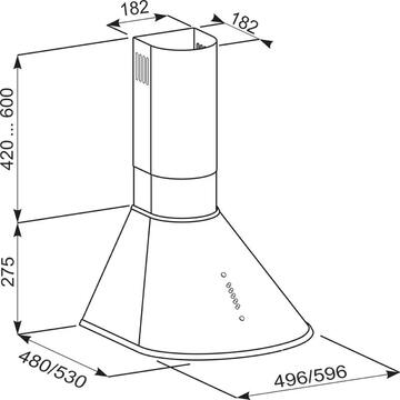 Hota tip Cupola Tornado Violla 750 (50) LED 50 cm 750 m3/ora,Negru