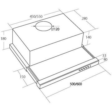 Hota Incorporabila telesocpica AKPO WK-7 LIGHT GLASS 60 cm, putere de absorbtie 220 mc/h, Inox Negru