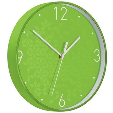 Ceas pentru perete Leitz WOW, silentios, rotund, 29 cm, verde