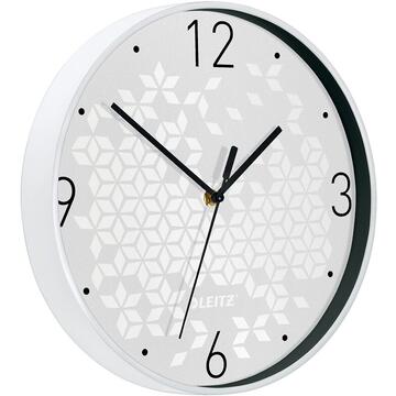 Ceas pentru perete Leitz WOW, silentios, rotund, 29 cm, alb