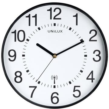 Ceas de perete, controlat prin radio, UNILUX Wave - negru/alb