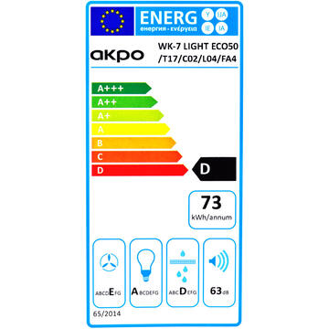 Hota WK-7 LIGHT ECO 50 Negru, Hota Akpo,132W, filtre carbon, zgomot 48dB