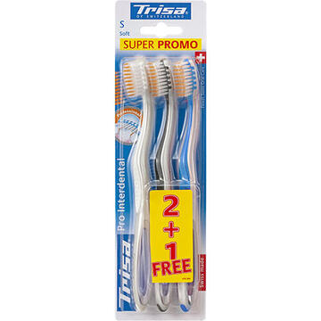 Periute de dinti clasice Trisa Periuta de dinti mauala Pro Interdental Trio Soft