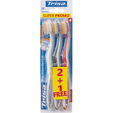 Periute de dinti clasice Trisa Periuta de dinti mauala Pro Interdental Trio Medium