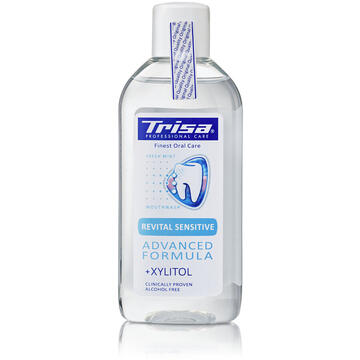 Periute de dinti clasice Trisa Apa de gura Revital Sensitive mini 100 ml