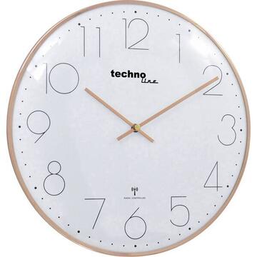 Techno Line TECHNOLINE WT8235 Metal Gold Rose Wall Clock Radio Control 35 cm