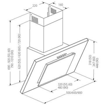 Hota Akpo WK-4 Nero Line Eco 90 Wall-mounted 420 mc/h 90 cm