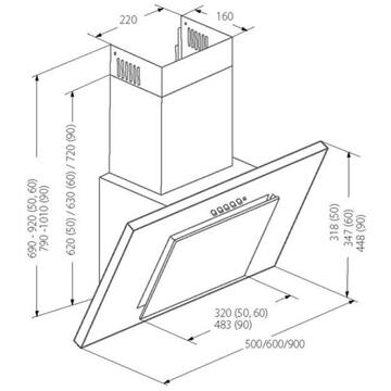 Hota Akpo WK-4 NERO 90 ECO 320 mc/h 90 cm Negru