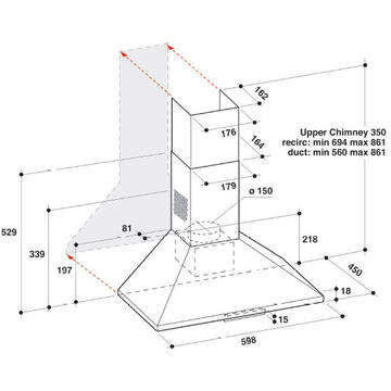 Hota Whirlpool AKR685IX 395 m³/h  60 cm Inox