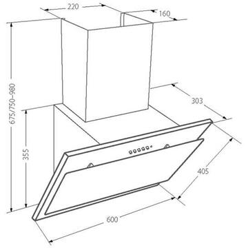 Hota Akpo WK-4 Juno Eco  320 m3/h 60 cm Negru
