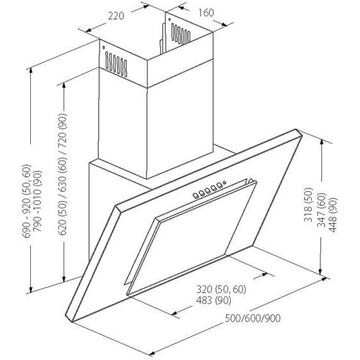 Hota Akpo WK-4 Nero Line Eco 320 mc/h 60cm  White
