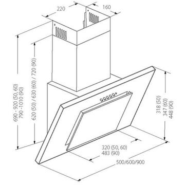 Hota Akpo WK-4 Nero Eco 320 mc/h 60cm Wall-mounted Gray