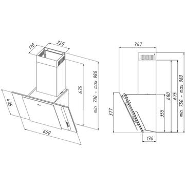 Hota Akpo WK-4 Mirt Eco 405 m3/h 60cm Negru