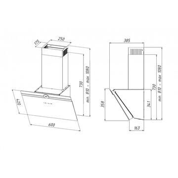 Hota Akpo WK-9 Topaz Pro 397 m3/h 60cm Wall-mounted Black, Grey