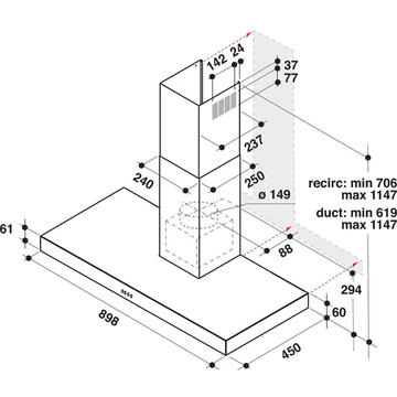 Hota Whirlpool AKR 559/3 IX  Inox 100 W 1 motor 3 trepte Filtru Ionic Rezidential  Mecanic