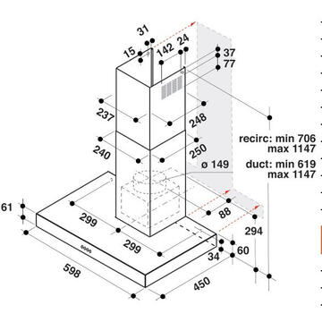 Hota Whirlpool AKR 558/3 IX Argintiu 120 W 1 motor 3 viteze Filtru lavabil  Iluminare halogen Zgomot 61 dB