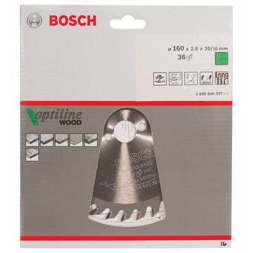 Bosch Lama de fierastrau circular pentru lemn, 160 x 20/16 x 2.6 mm, 36 dinti